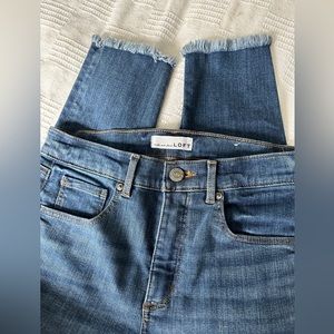 LOFT Frayed Hem High Waist Skinny Jeans - 6/28